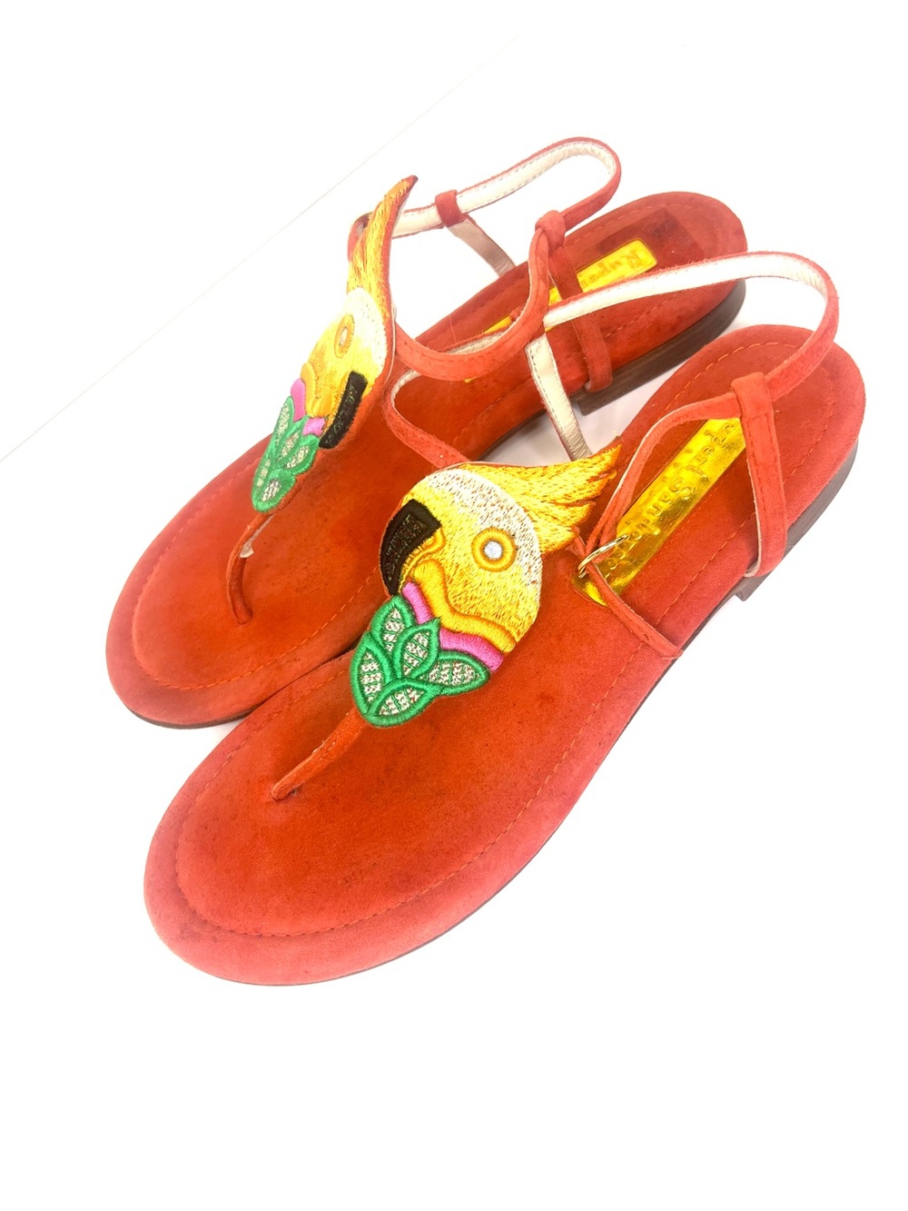 RARE Rupert Sanderson Parrot Embellished Thong Sandals – Made in Italy – Size 38